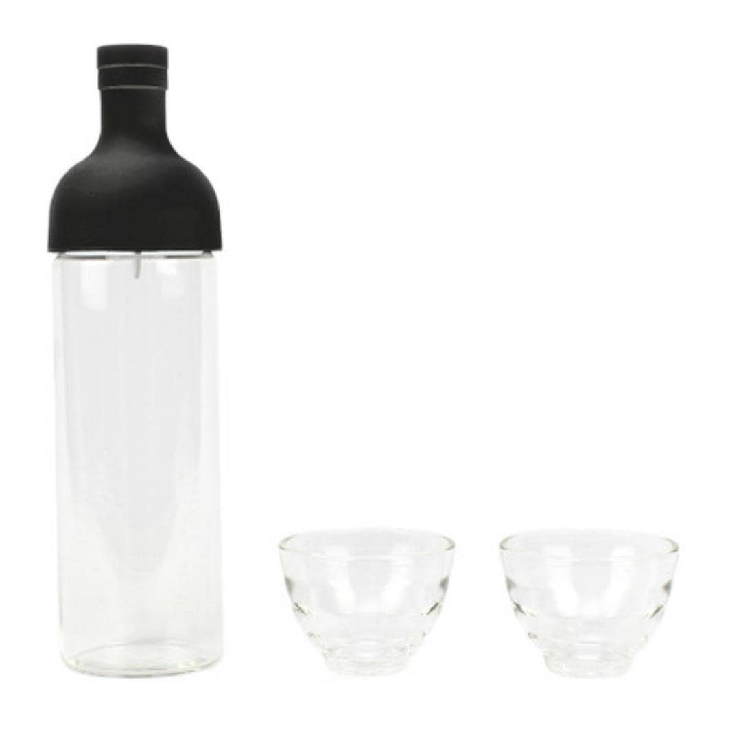 Hario Cold Brew Tea Bottle (750ml) With Filter And Tea Glasses | Black