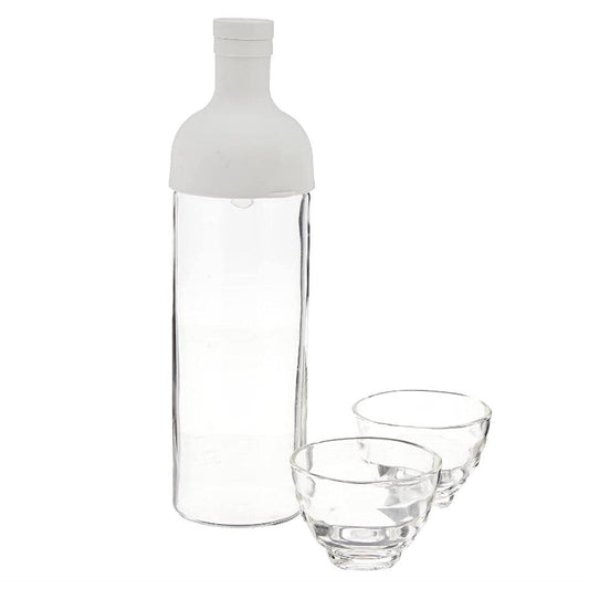 Hario Cold Brew Tea Bottle (750ml) With Filter And Tea Glasses | Dove Grey
